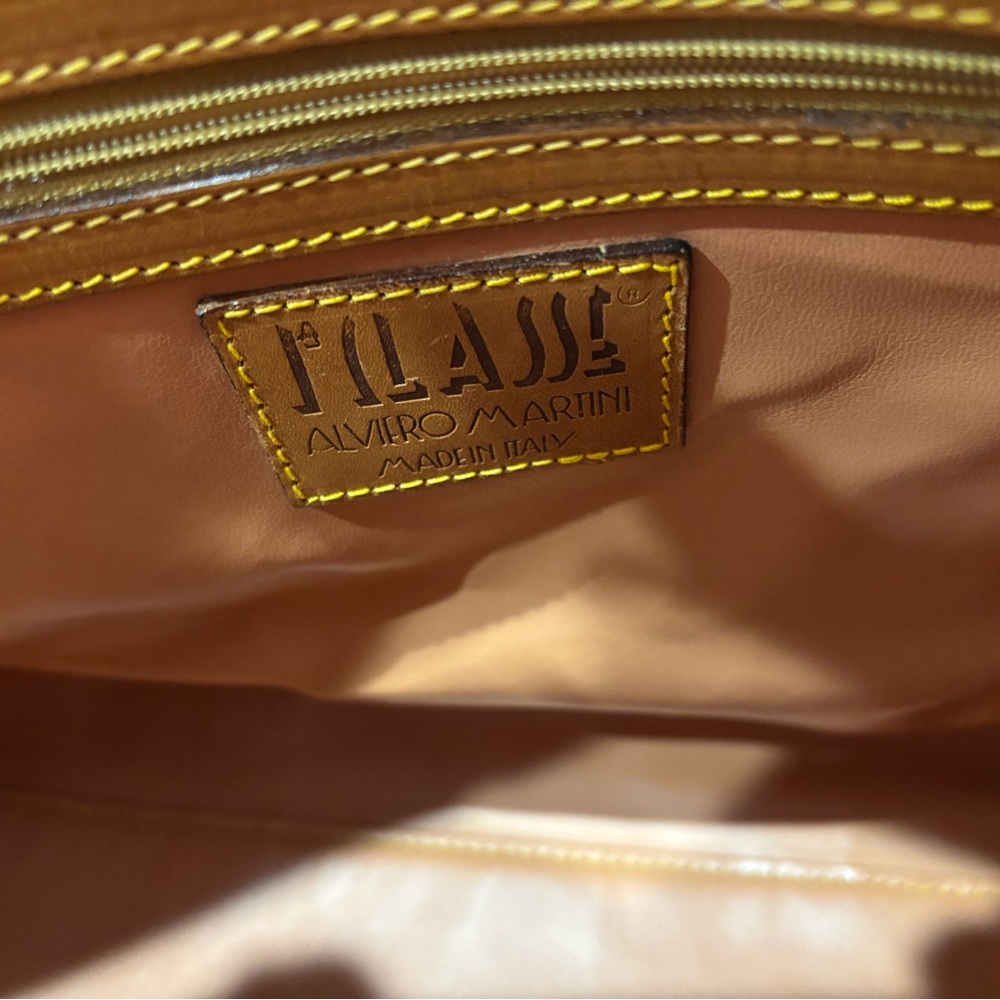 Alviero Martini 1A Classe Geo Map Mini Tote Bag Tan Italy Leather - Picture 12 of 12